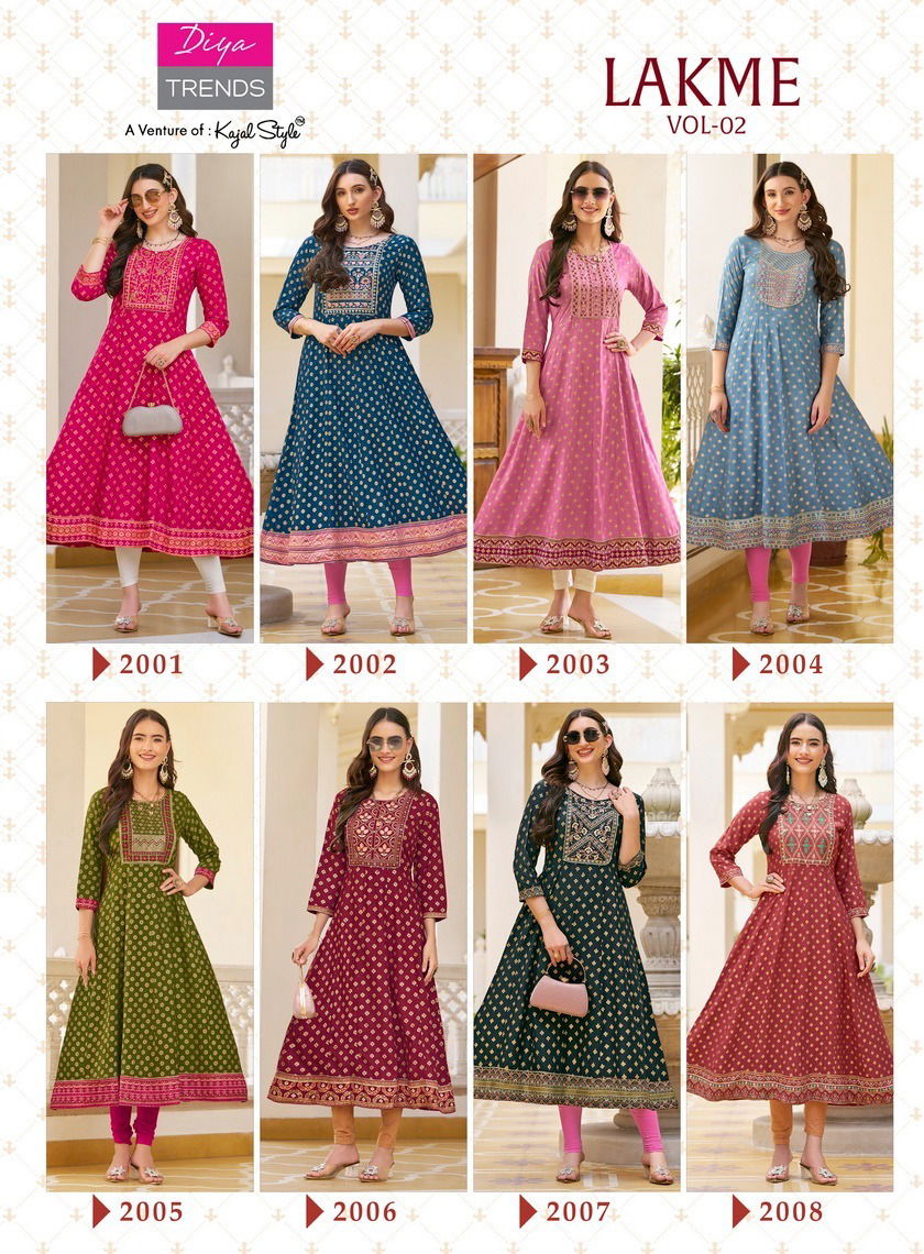 Lakme Vol 2 By Diya Trends Rayon Anarkali Kurtis Wholesale Price In Surat
